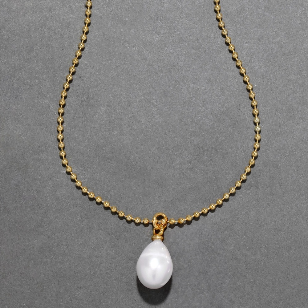 ALEXIS BITTAR • Molten Gold La Perla Pearl Solitaire Ball Chain Necklace - Picture 11 of 13